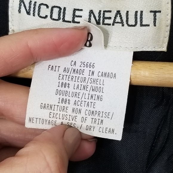 Nicole Neault Vintage Black Retro 100% Wool Bucklet Long Sleeve 80's Dress - Picture 3 of 9